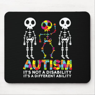 Skull Dance Autism Awareness Tee Mum Dad Kids Auti Mouse Mat
