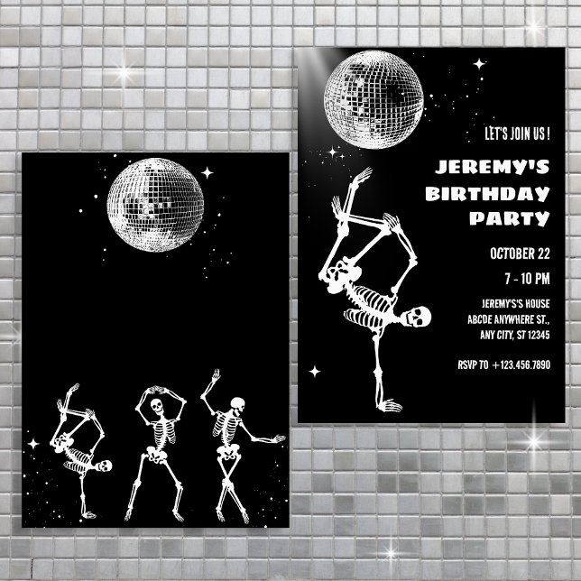 Skull Dancing Party Disco Invitation (Creator Uploaded)