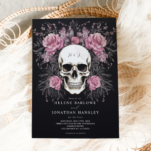 Skull Dark Moody Floral Gothic Wedding Invitation