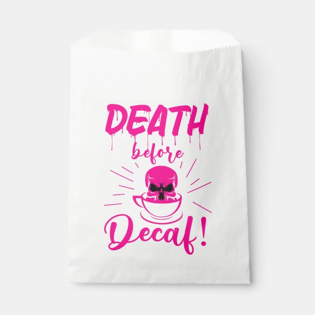 skull death before decaf skeleton coffee pink favour bags (Front)