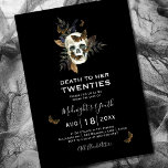 Skull Death To Her Twenties 30th Birthday Invitation<br><div class="desc">Hauntingly beautiful 30th birthday party invitation with watercolor skull, butterflies and ferns on a black background. The back of the invitation has three little butterflies. Perfect for a wedding. See our other gothic wedding ideas as well. **PLEASE READ BEFORE PURCHASING** Budget stationery measures 4.5 x 5.6 and fits inside an...</div>