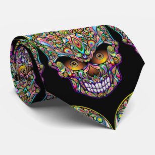 Skull Decorative Psychedelic Art Design  Tie