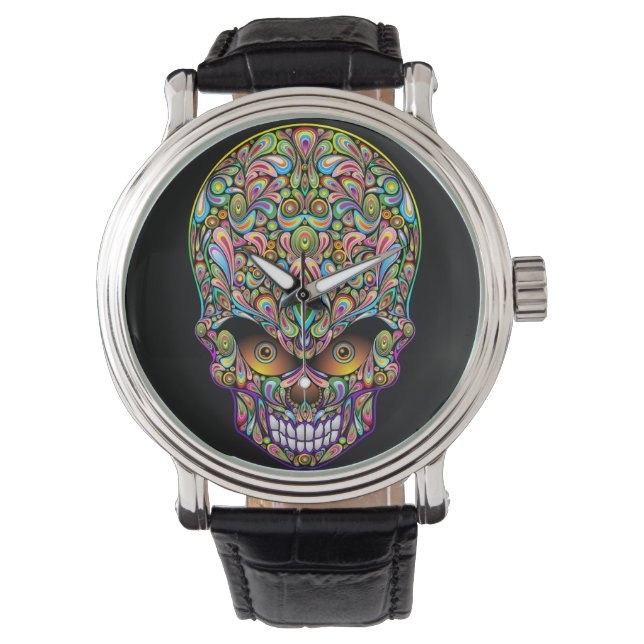 Skull Decorative Psychedelic Art Design  Watch (Front)