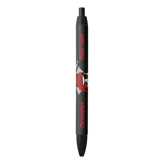 Skull Design Black Ink Pen (Front Vertical)