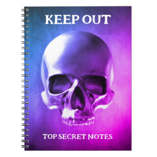 Skull design. Keep Out. Top Secret Notes Notebook
