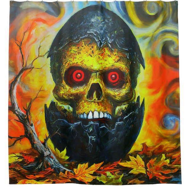 Skull Design Shower Curtain (Front)