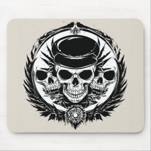Skull Design with Wings and Symbols Mouse Mat