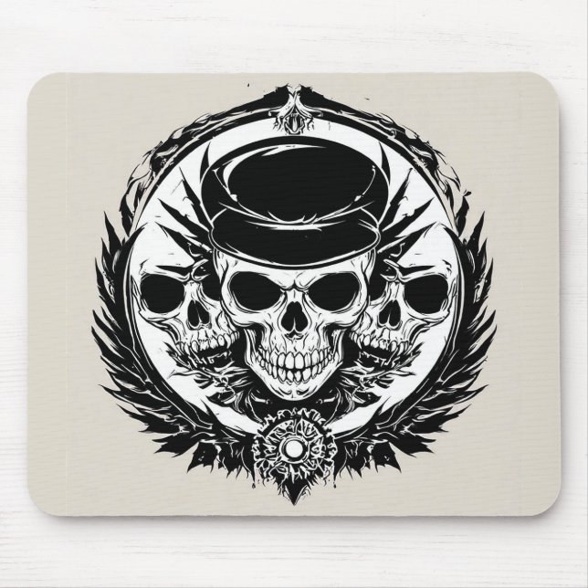 Skull Design with Wings and Symbols Mouse Mat (Front)