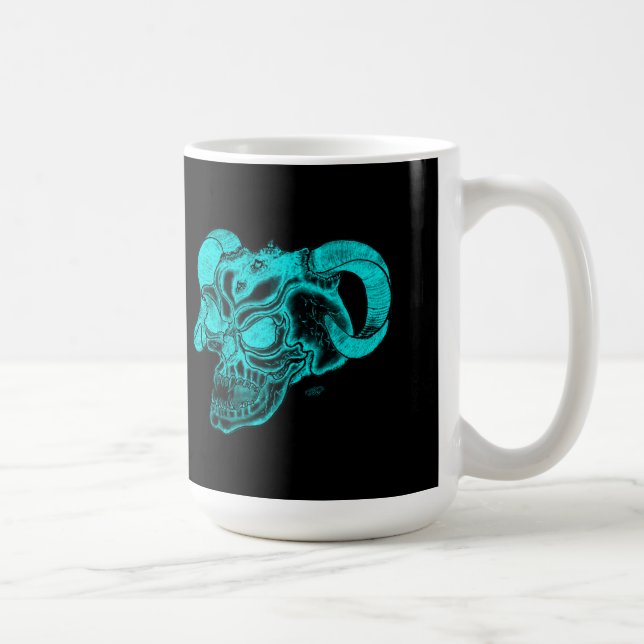 Skull Devil Head Black and Green Design Coffee Mug (Right)