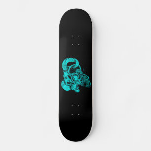 Skull Devil Head Black and Green Design Skateboard