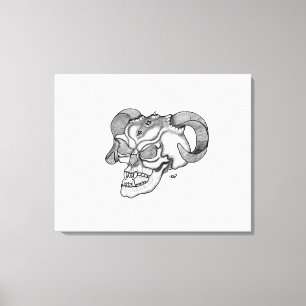 Skull Devil Head Black and White Design Canvas Print