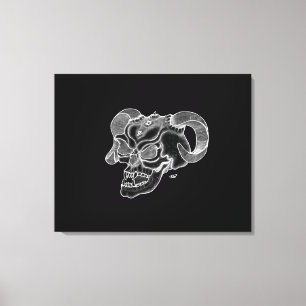 Skull Devil Head Black and White Design Canvas Print