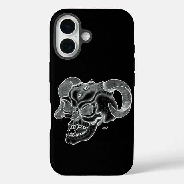 Skull Devil head Black and white Design Case-Mate iPhone Case (Back)
