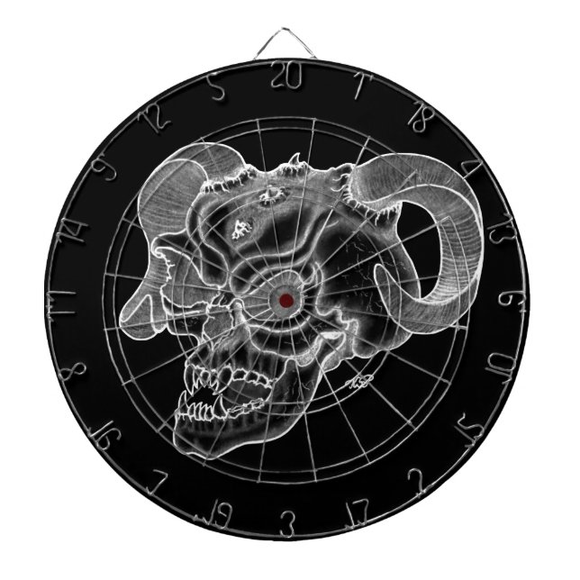Skull Devil head Black and white Design Dartboard (Front)