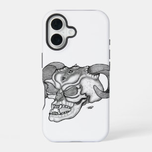 Skull Devil head Black and white Design iPhone 16 Case