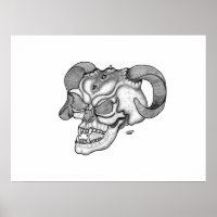Skull Devil Head Black and White Design