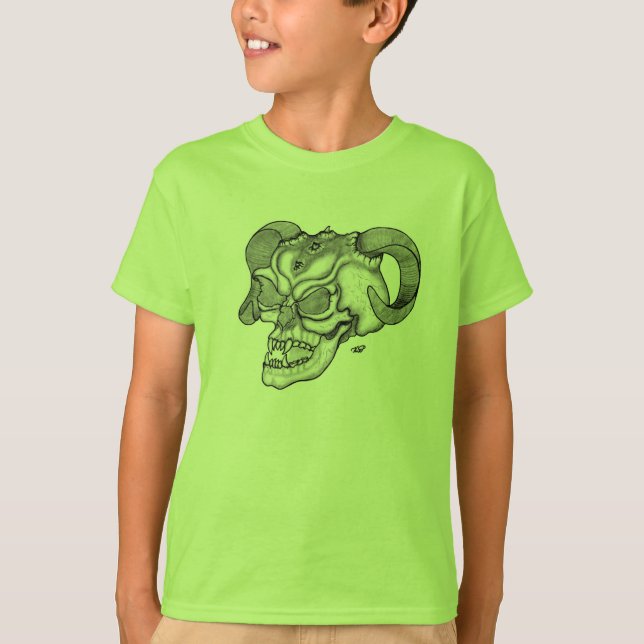 Skull Devil head Black and white Design T-Shirt (Front)