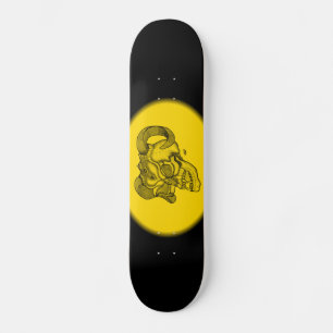 Skull Devil Head Black and Yellow Design Skateboard