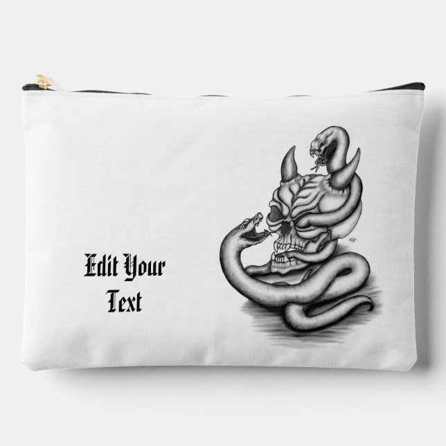 Skull - Devil Head with Snake Accessory Pouch (Front)