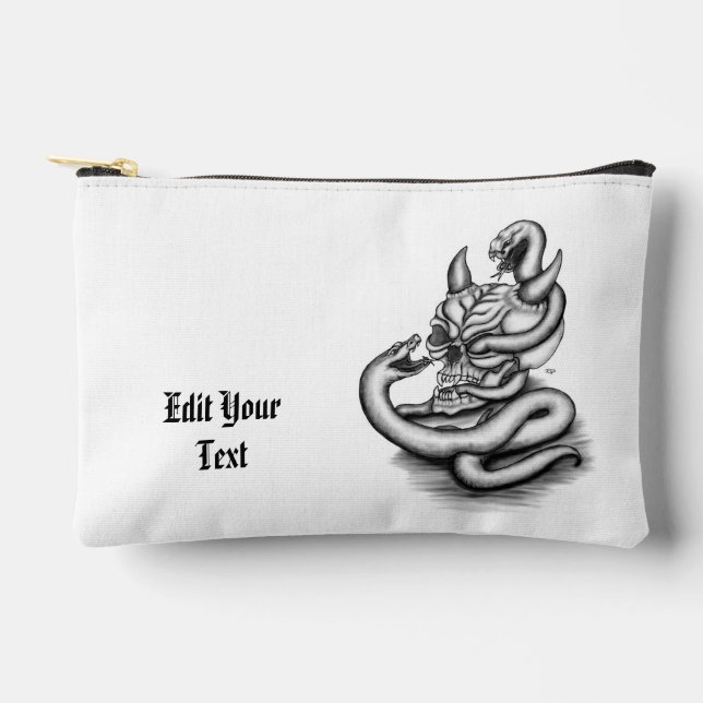 Skull - Devil Head with Snake Accessory Pouch (Front)