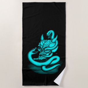Skull - Devil Head with Snake Beach Towel