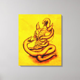 Skull - Devil Head with Snake Canvas Print