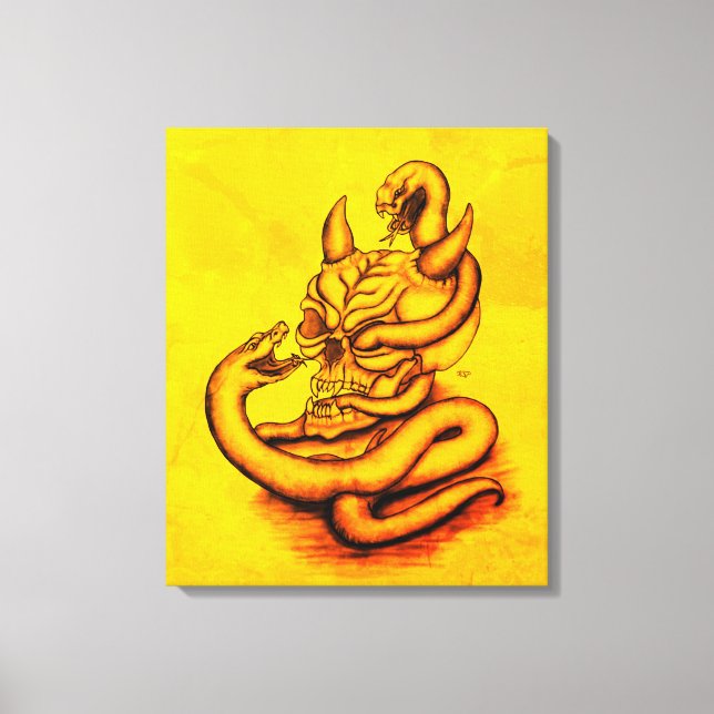 Skull - Devil Head with Snake Canvas Print (Front)
