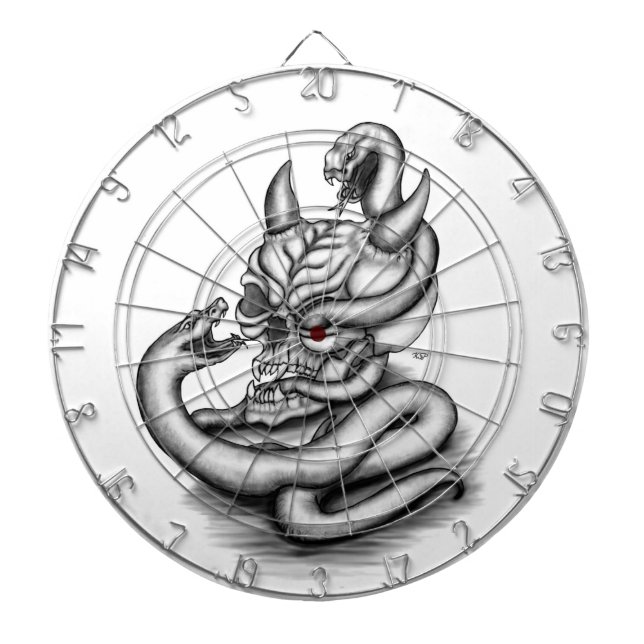 Skull - Devil Head with Snake Dartboard (Front)