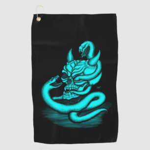 Skull - Devil Head with Snake Golf Towel