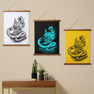 Skull - Devil Head with Snake Hanging Tapestry