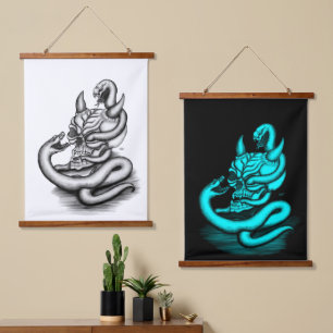 Skull - Devil Head with Snake Hanging Tapestry