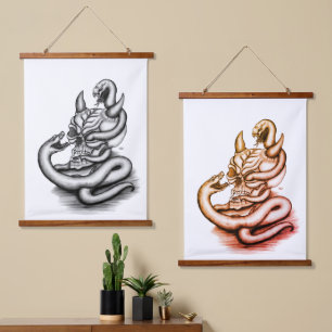 Skull - Devil Head with Snake Hanging Tapestry