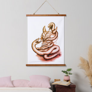 Skull - Devil Head with Snake Hanging Tapestry