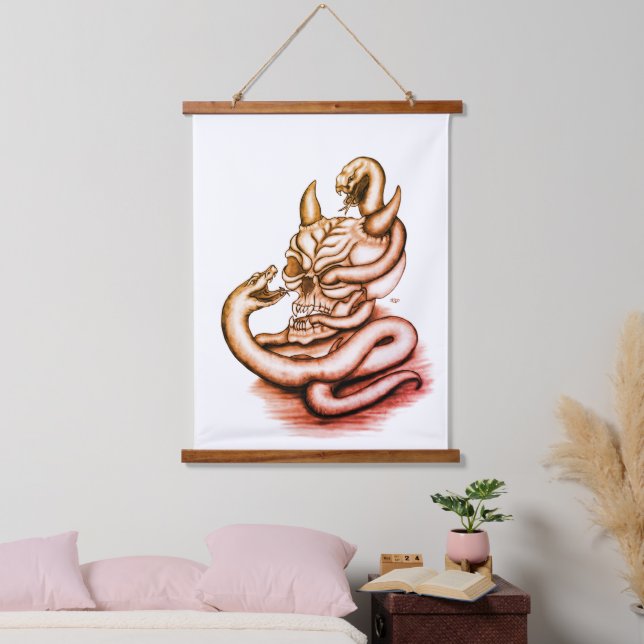Skull - Devil Head with Snake Hanging Tapestry (Bedroom)