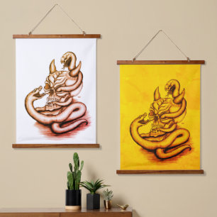 Skull - Devil Head with Snake Hanging Tapestry