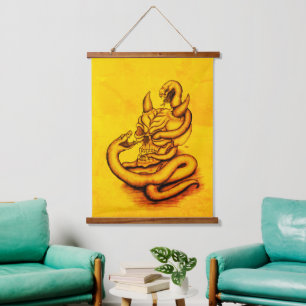 Skull - Devil Head with Snake Hanging Tapestry