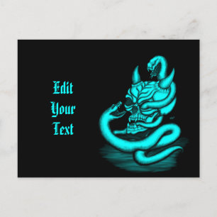 Skull - Devil Head with Snake Invitation Postcard