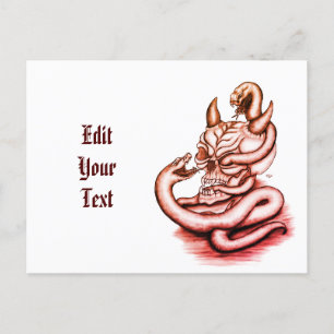 Skull - Devil Head with Snake Invitation Postcard