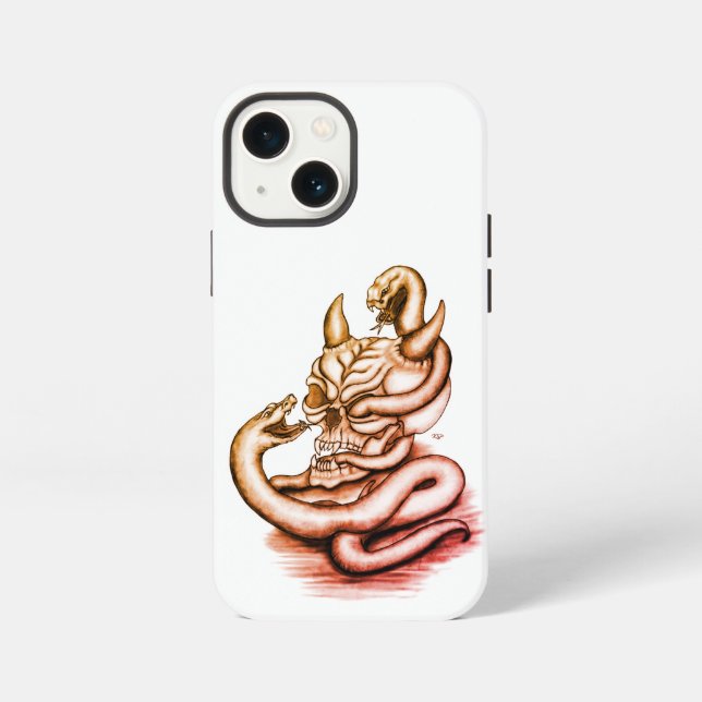 Skull - Devil Head with Snake iPhone Case (Back)