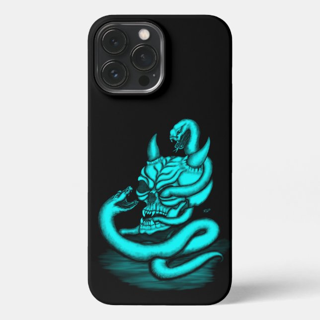 Skull - Devil Head with Snake iPhone Case (Back)