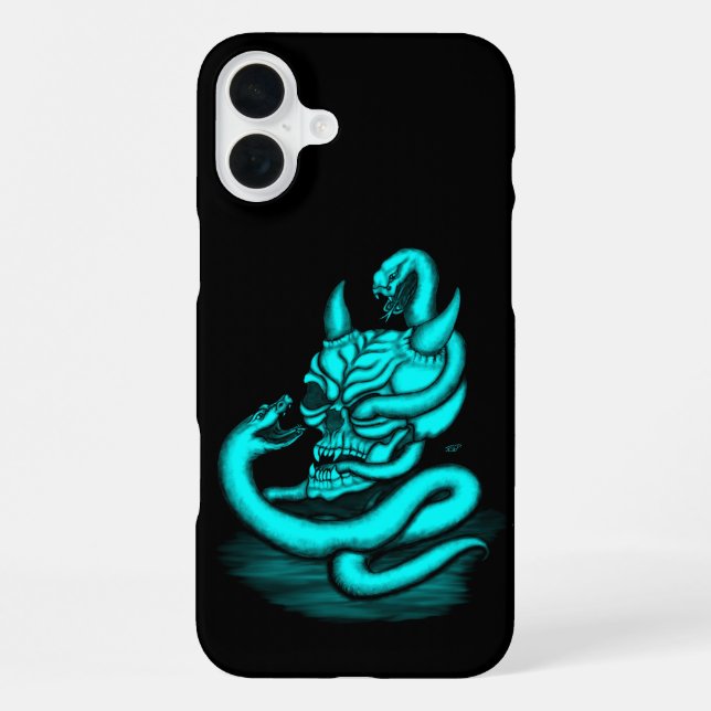 Skull - Devil Head with Snake iPhone Case (Back)