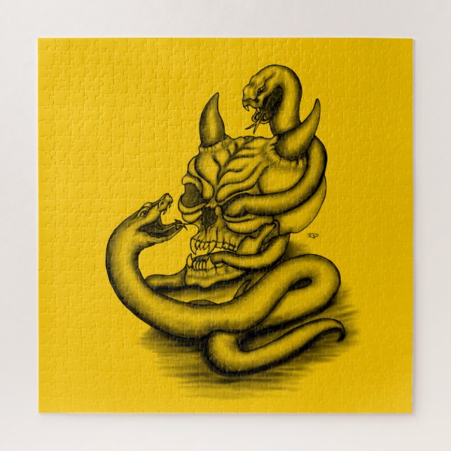 Skull - Devil Head with Snake Jigsaw Puzzle (Vertical)