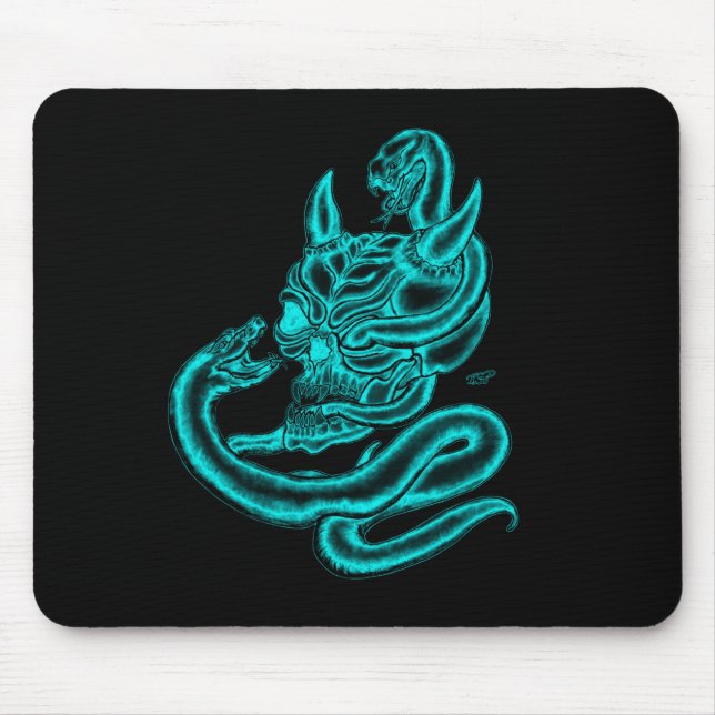 Skull - Devil Head with Snake Mouse Mat (Front)