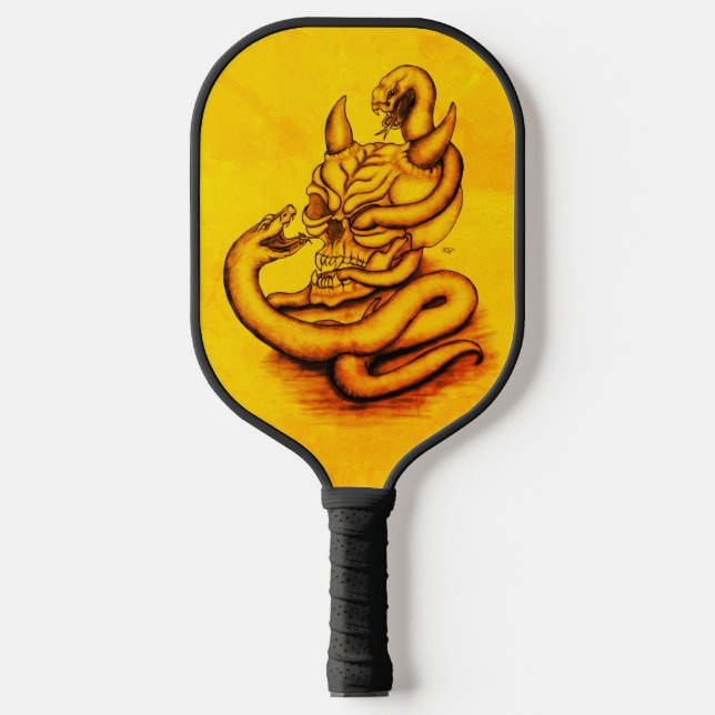 Skull - Devil Head with Snake Pickleball Paddle (Front)