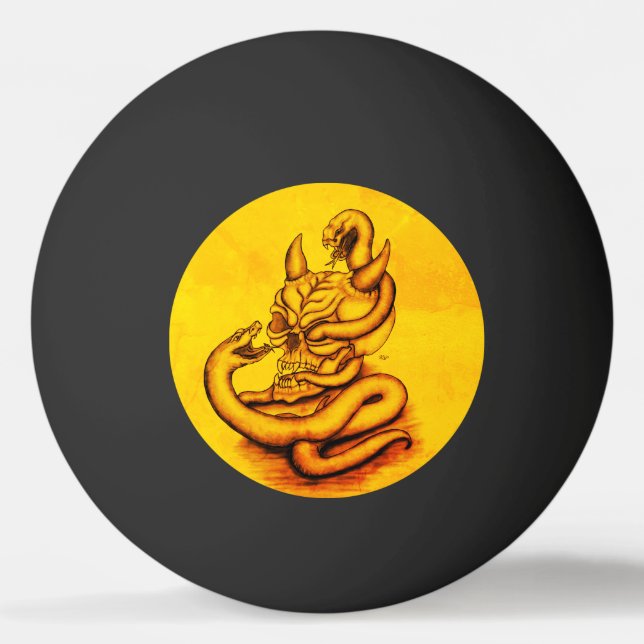 Skull - Devil Head with Snake Ping Pong Ball (Back)