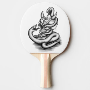 Skull - Devil Head with Snake Ping Pong Paddle