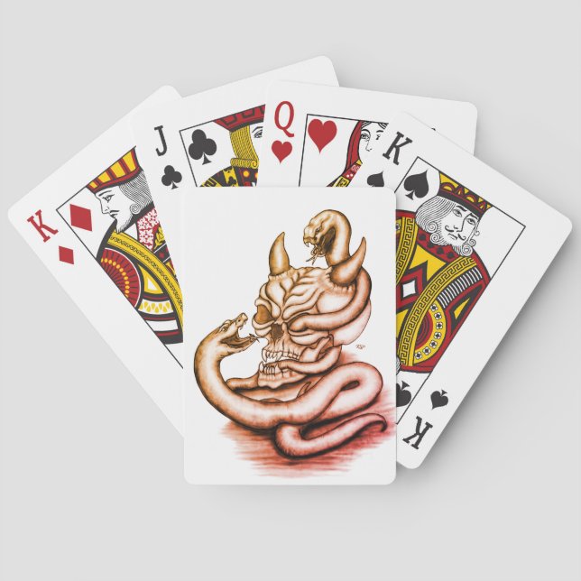 Skull - Devil Head with Snake Playing Cards (Back)