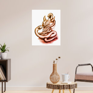 Skull - Devil Head with Snake Poster