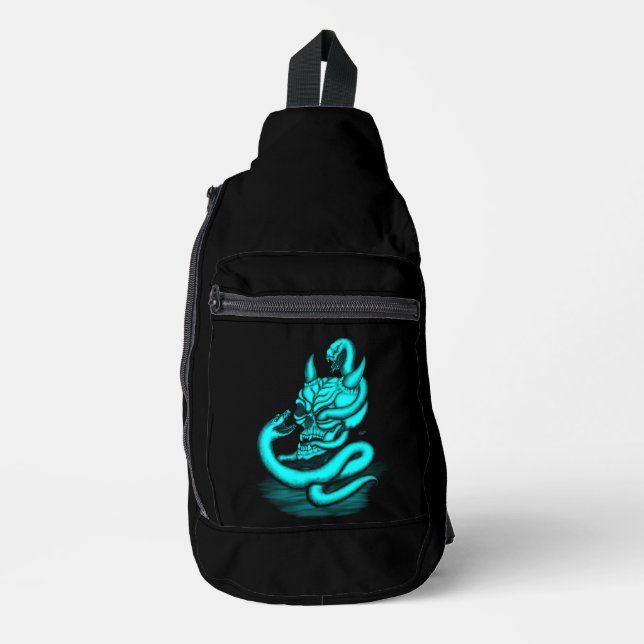 Skull - Devil Head with Snake Sling Bag (Front)