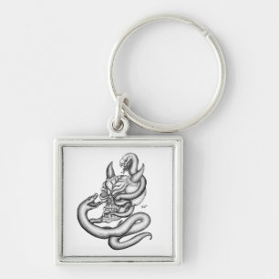 Skull - devil heads with snake key ring